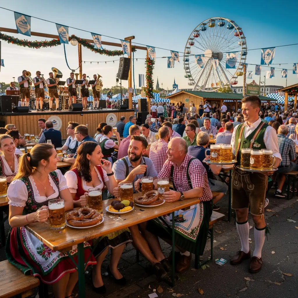 Ein informatives Schild gibt Tipps zur Barrierefreiheit auf einem lokalen Festival, während Besucher die Veranstaltungen planen.